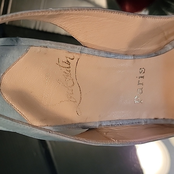 Christian Louboutin baby blue eel, lady peeps 120 heel, with 1in platform ๐38.5 - Picture 8 of 14